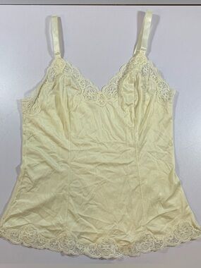 Vintage 90 French Maid Camisole S Lace Trim Adjustable Strap Satin Y2K Coquette